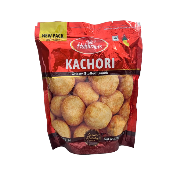 Haldiram Kachori – crispy, spiced Indian snack with a flavorful filling. Buy from an Indian grocery outlet online or find it in local stores