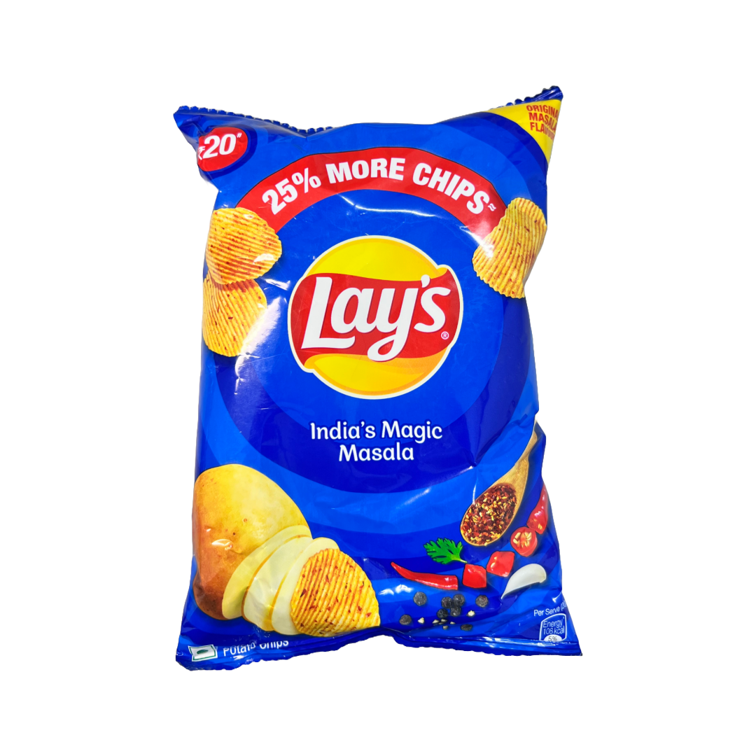 Lays Indian Magic Masala – spicy and flavorful potato chips with authentic Indian spices. Available at an Indian snack store online or nearby.