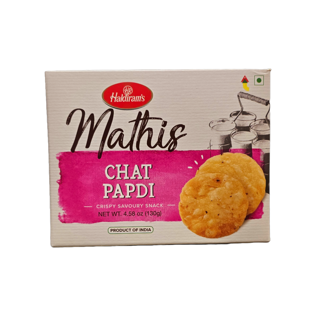 Haldiram Mathis Chat Papdi – crispy and spiced Indian snack, perfect for chaats and tea-time. Buy from an Indian grocery bazaar online 