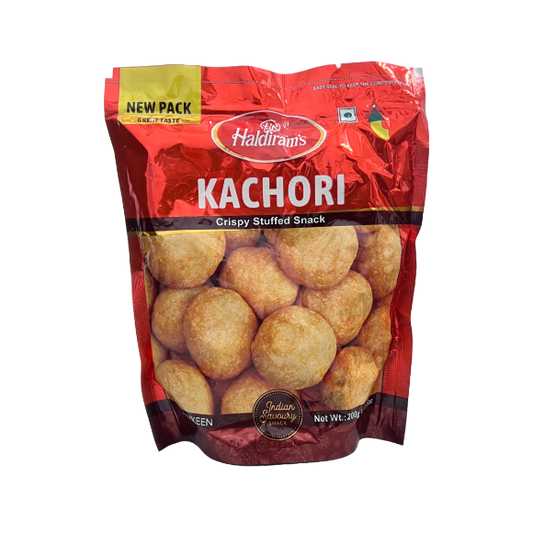Haldiram Kachori – crispy, spiced Indian snack with a flavorful filling. Buy from an Indian grocery outlet online or find it in local stores