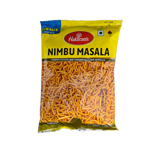Haldiram Nimbu Masala – tangy and spicy Indian snack with zesty lemon flavor. Buy from an Indian food store
