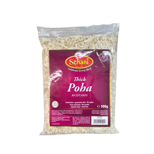 Schani Thick Poha – premium flattened rice, ideal for making Indian breakfast dishes like poha and chivda. Buy from an online Indian food store 